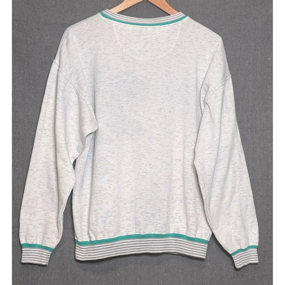 Vintage Becker College Gear For Sports Sweatshirt Gray Teal Mens Medium 90s Crew